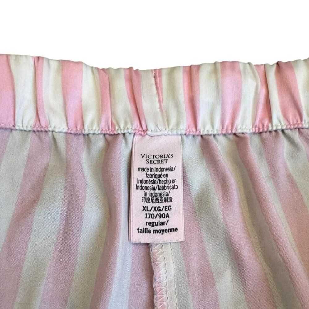 Victoria's Secret pink & white striped pajama pants with black piping, size XL